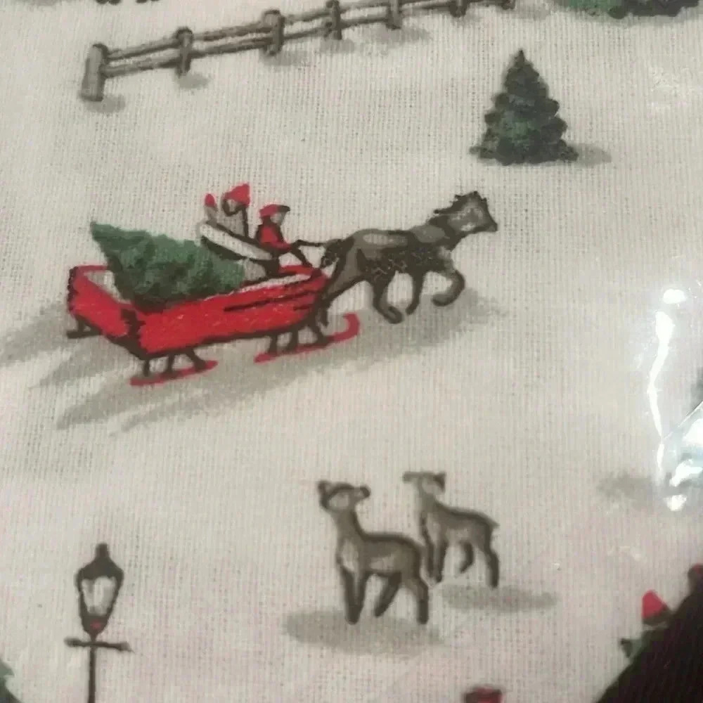 Laura Ashley Flannel Sheet Set Holiday Christmas Village Cottage Queen Size - Picture 8 of 9
